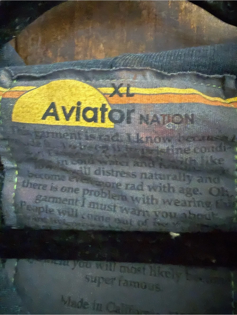 Aviator Nation Navy Zip-Up Hoodie with Yellow, Orange, Red and Blue Stripes
